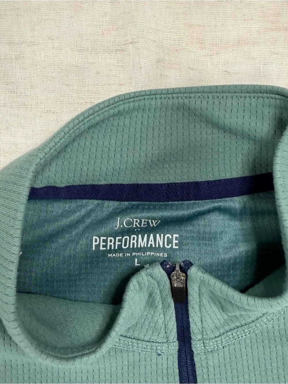 J. Crew Performance Light Teal Quarter-Zip Pullover